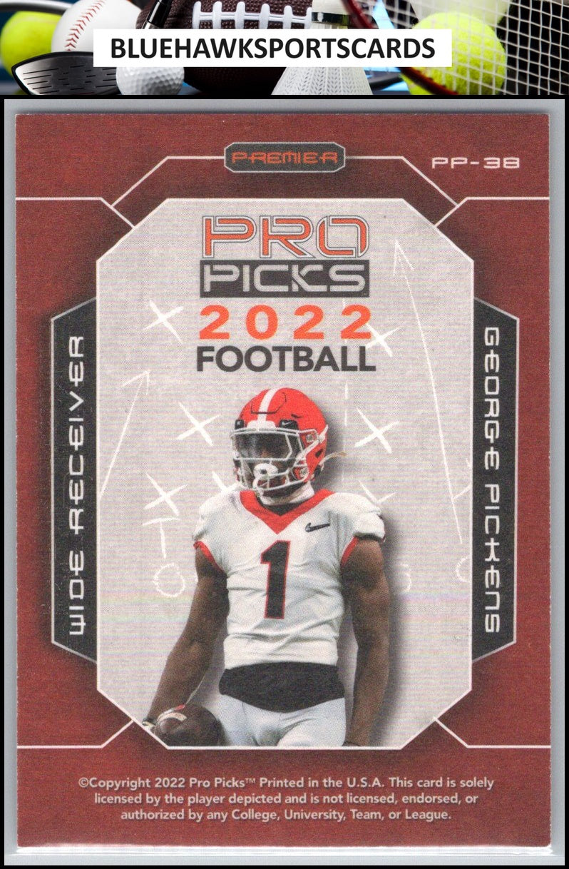 2022 Pro Picks Premier #PP-38 George Pickens Red Foil