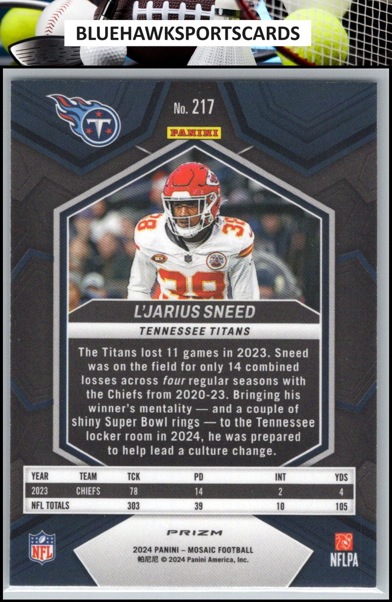 2024 Panini Mosaic #217 L'Jarius Sneed Mosaic Green