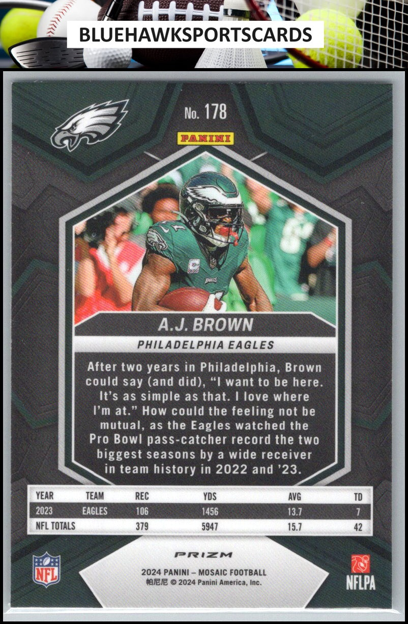 2024 Panini Mosaic #178 A.J. Brown Mosaic Green