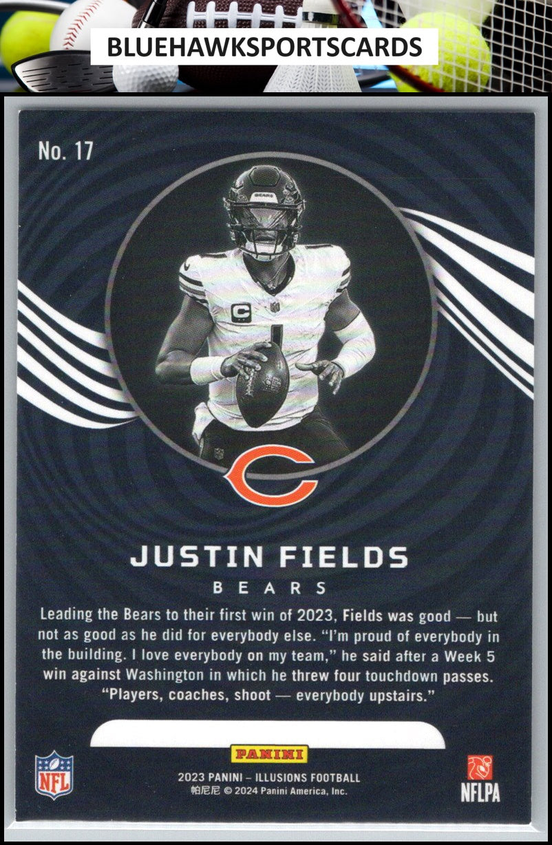 2023 Panini Illusions #17 Justin Fields Emerald Trophy Collection