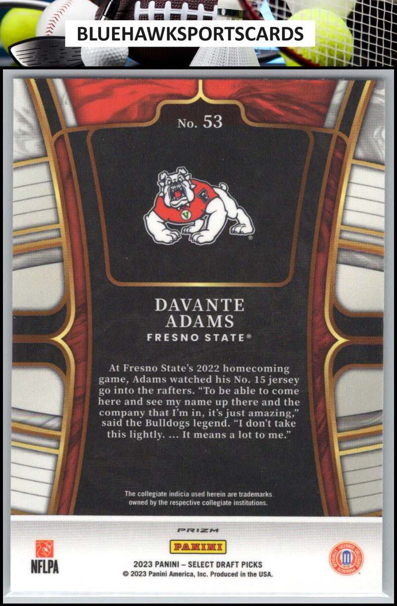 2023 Panini Select Draft Picks #53 Davante Adams Gold Lazer Prizm