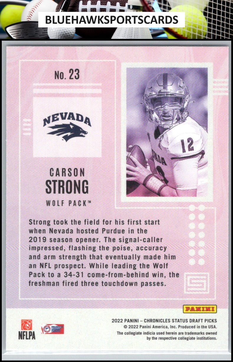 2022 Panini Chronicles Draft Picks #23 Carson Strong Status