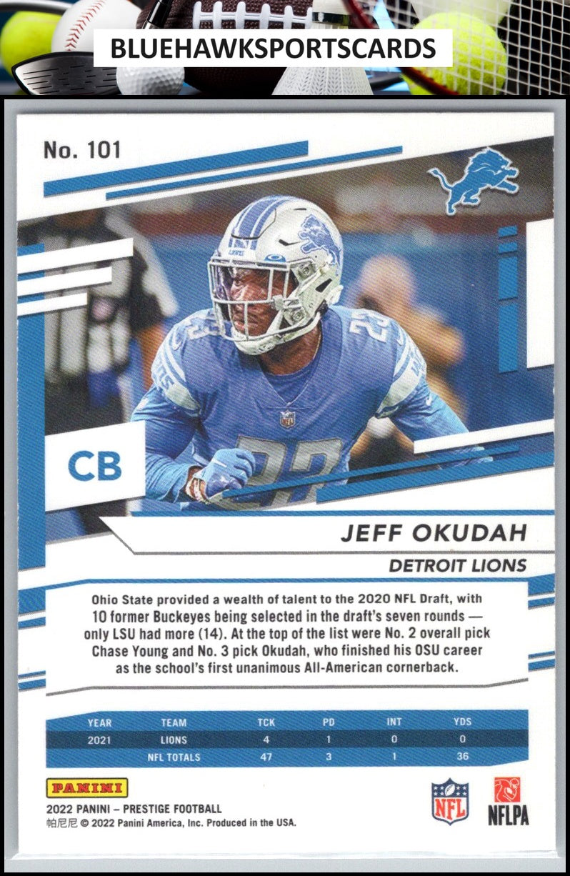 2022 Panini Prestige #101 Jeff Okudah Xtra Points Astral