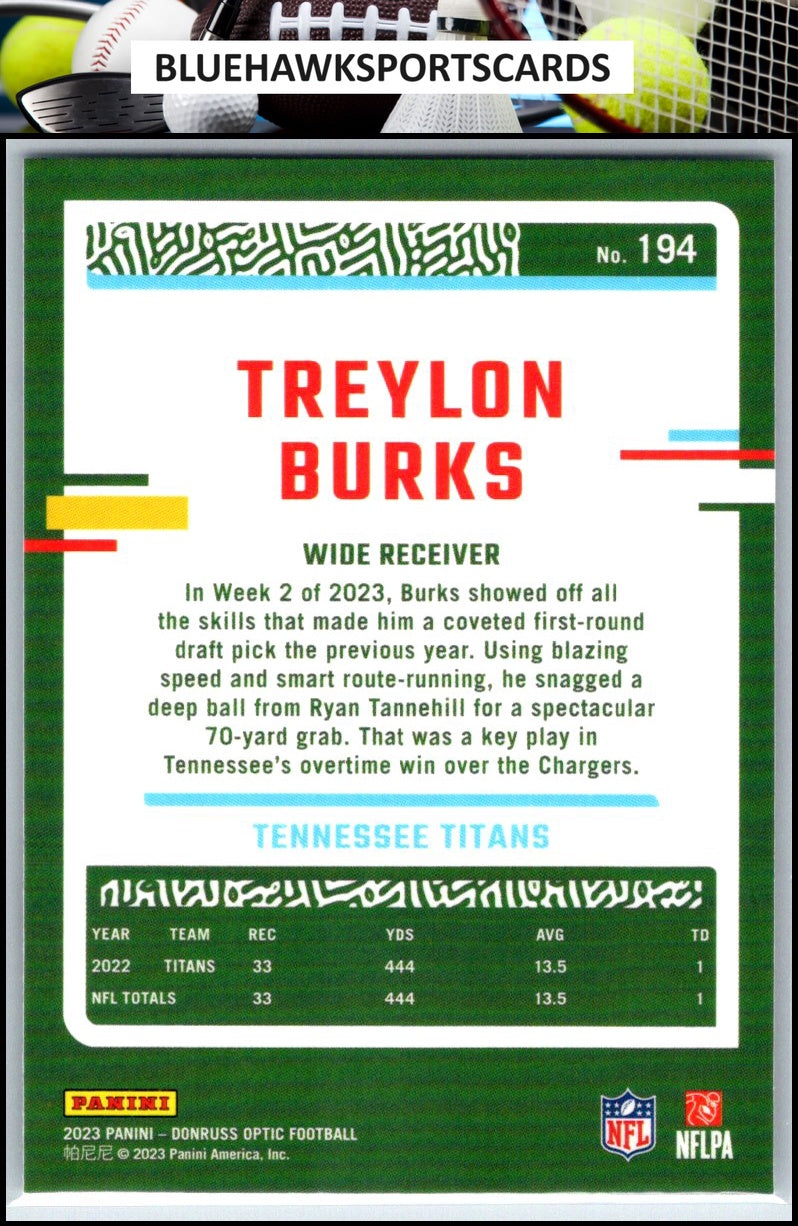 2023 Donruss Optic #194 Treylon Burks