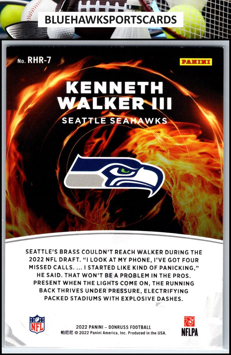 2022 Donruss #RHR-7 Kenneth Walker III Red Hot Rookies