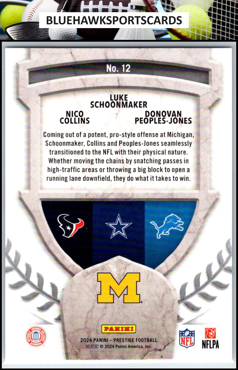 2024 Panini Prestige #12 Donovan Jones / Luke Schoon / Nico Collins Alma Maters