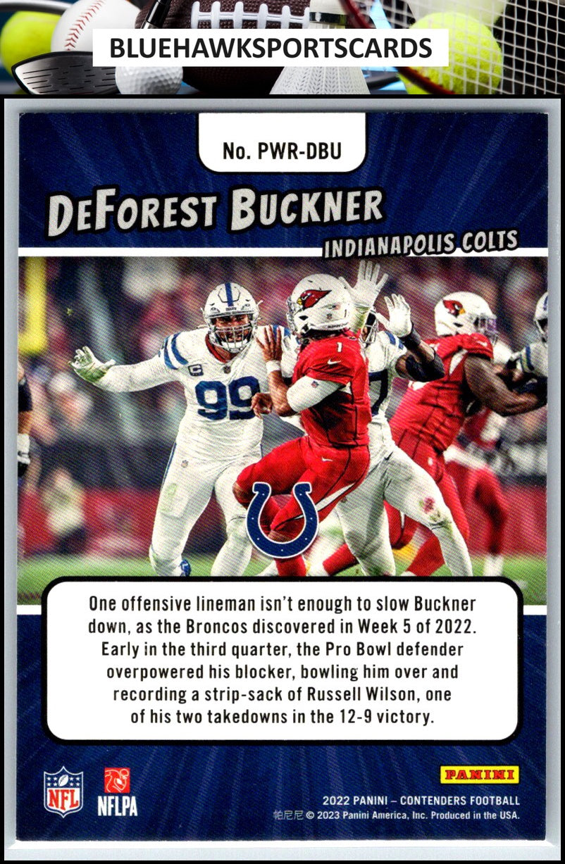 2022 Panini Contenders #PWR-DBU DeForest Buckner Power Players