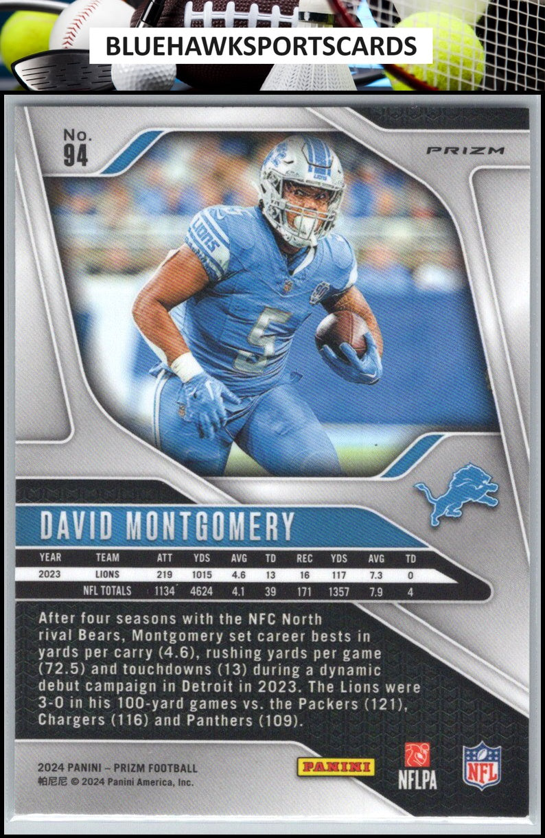 2024 Panini Prizm #94 David Montgomery Silver