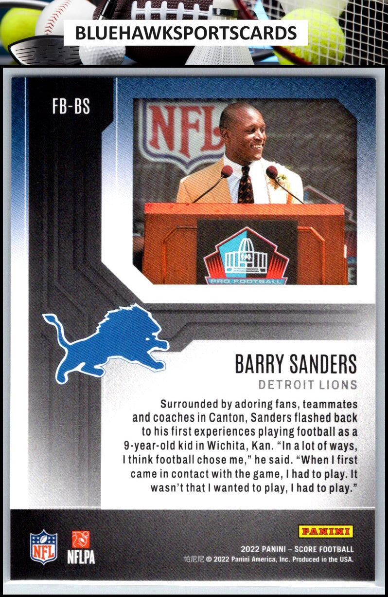 2022 Score #FB-BS Barry Sanders First Ballot