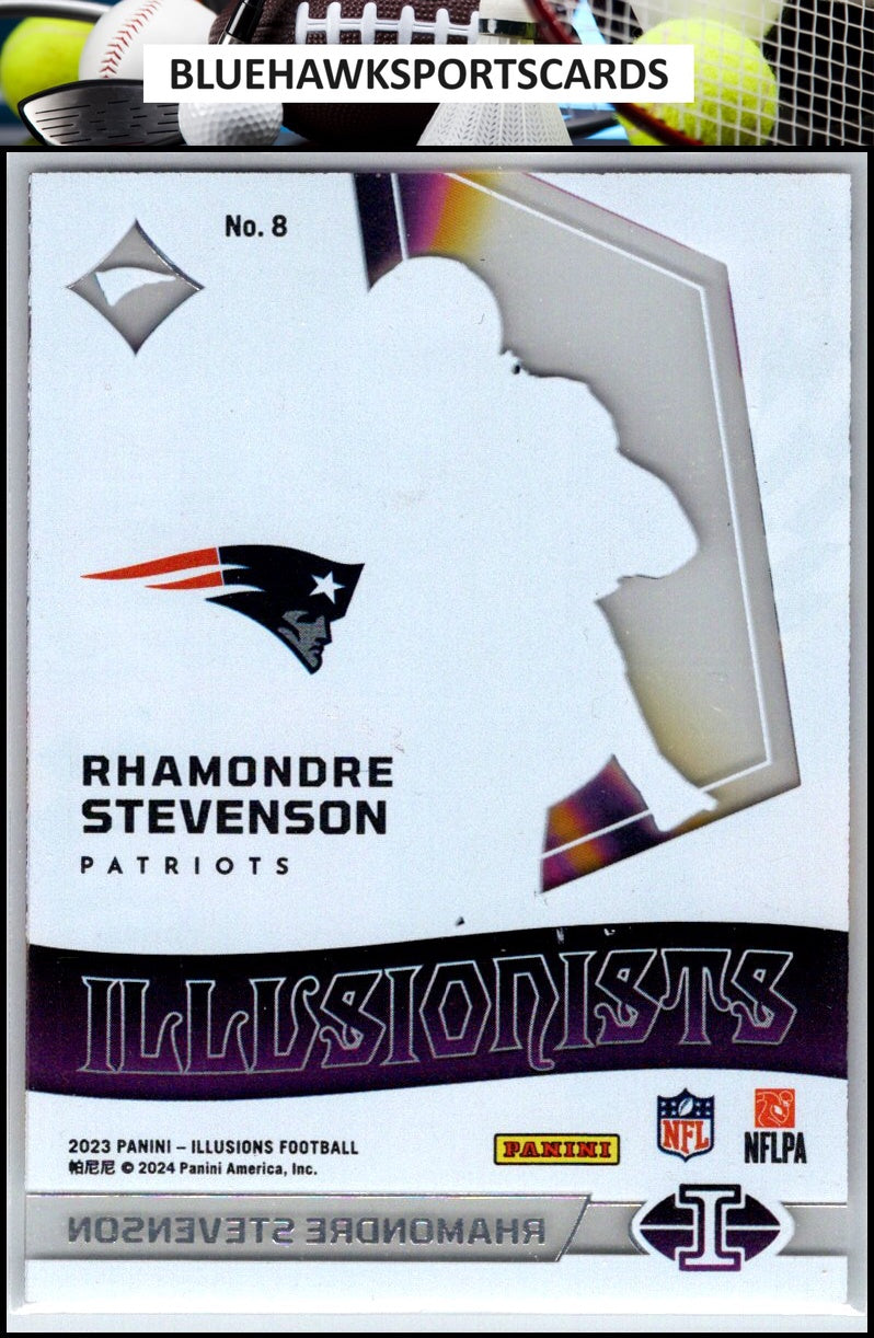 2023 Panini Illusions #8 Rhamondre Stevenson Illusionists Rainbow