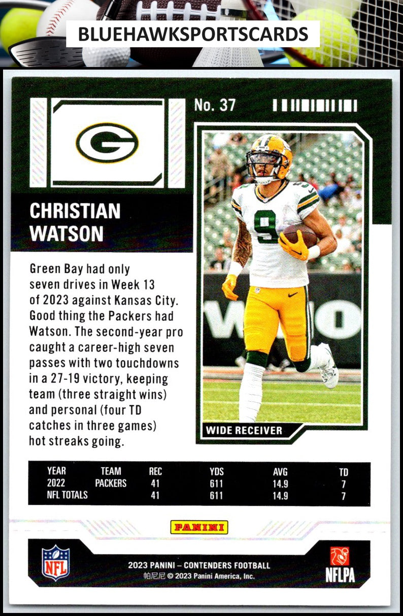 2023 Panini Contenders #37 Christian Watson Season Ticket Retail