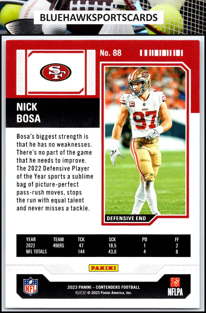 2023 Panini Contenders #88 Nick Bosa Season Ticket Retail