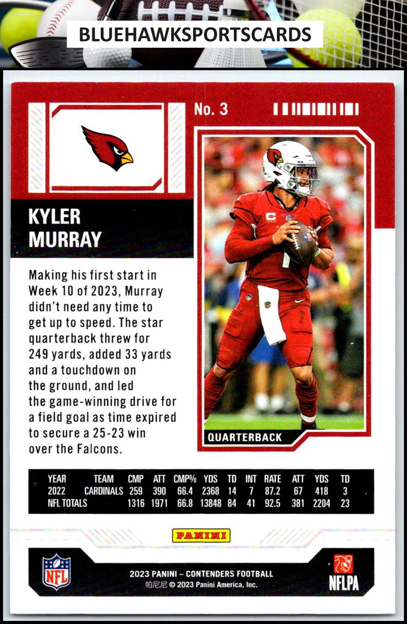 2023 Panini Contenders #3 Kyler Murray Season Ticket Retail