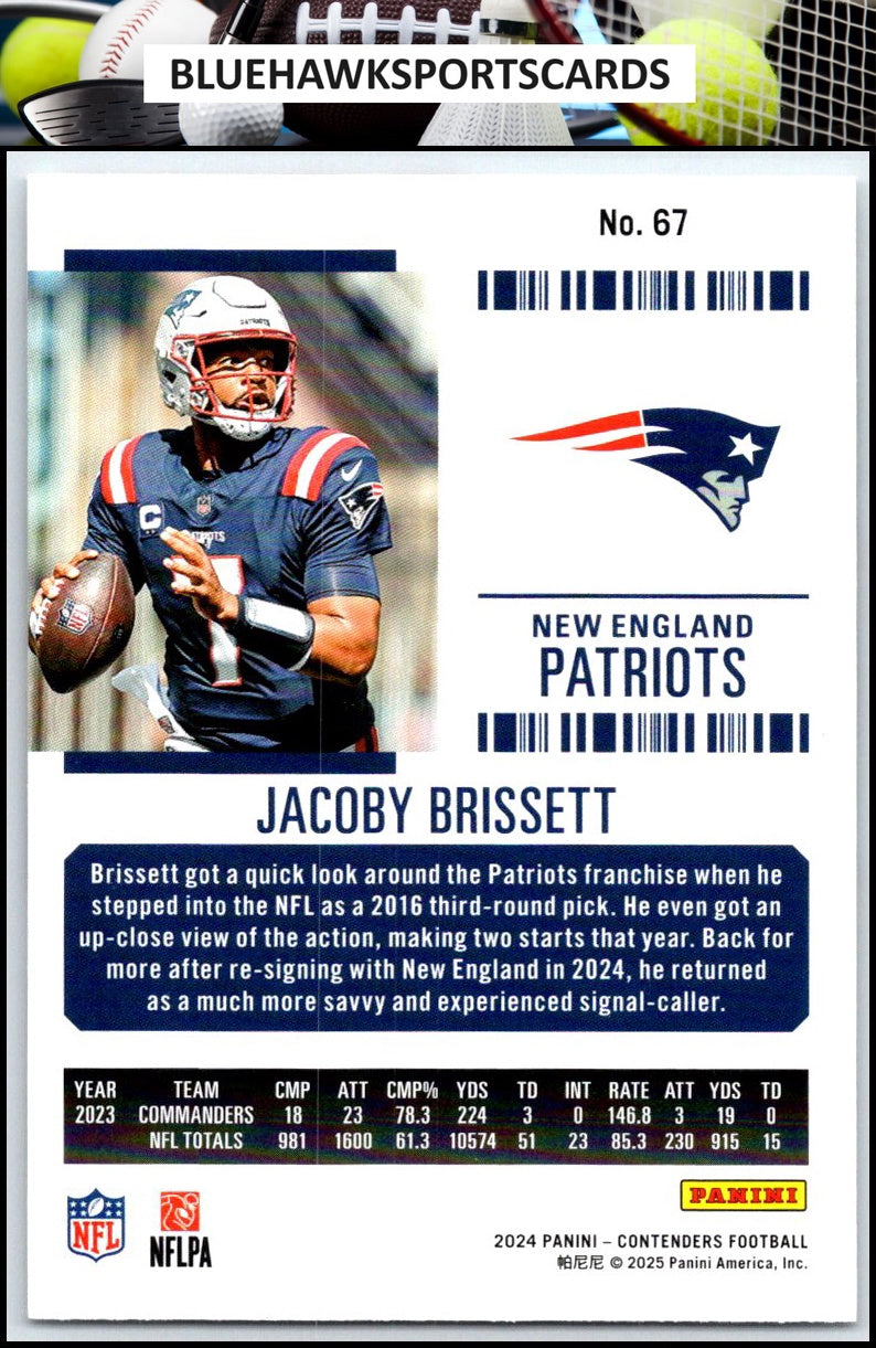 2024 Panini Contenders #67 Jacoby Brissett Season Ticket Retail