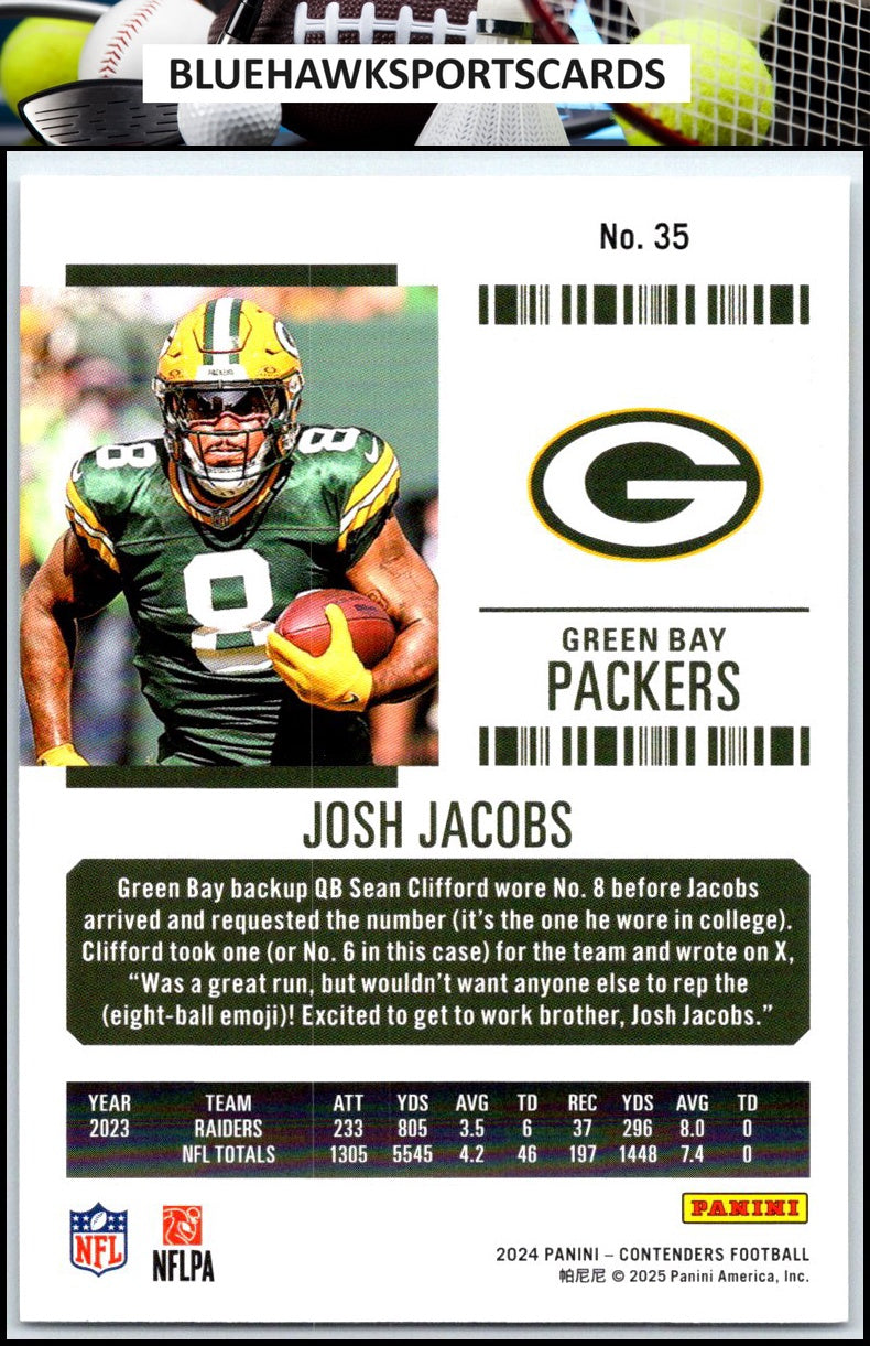 2024 Panini Contenders #35 Josh Jacobs Season Ticket Retail