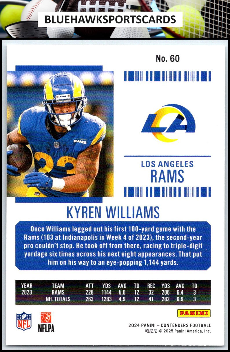 2024 Panini Contenders #60 Kyren Williams Season Ticket Retail