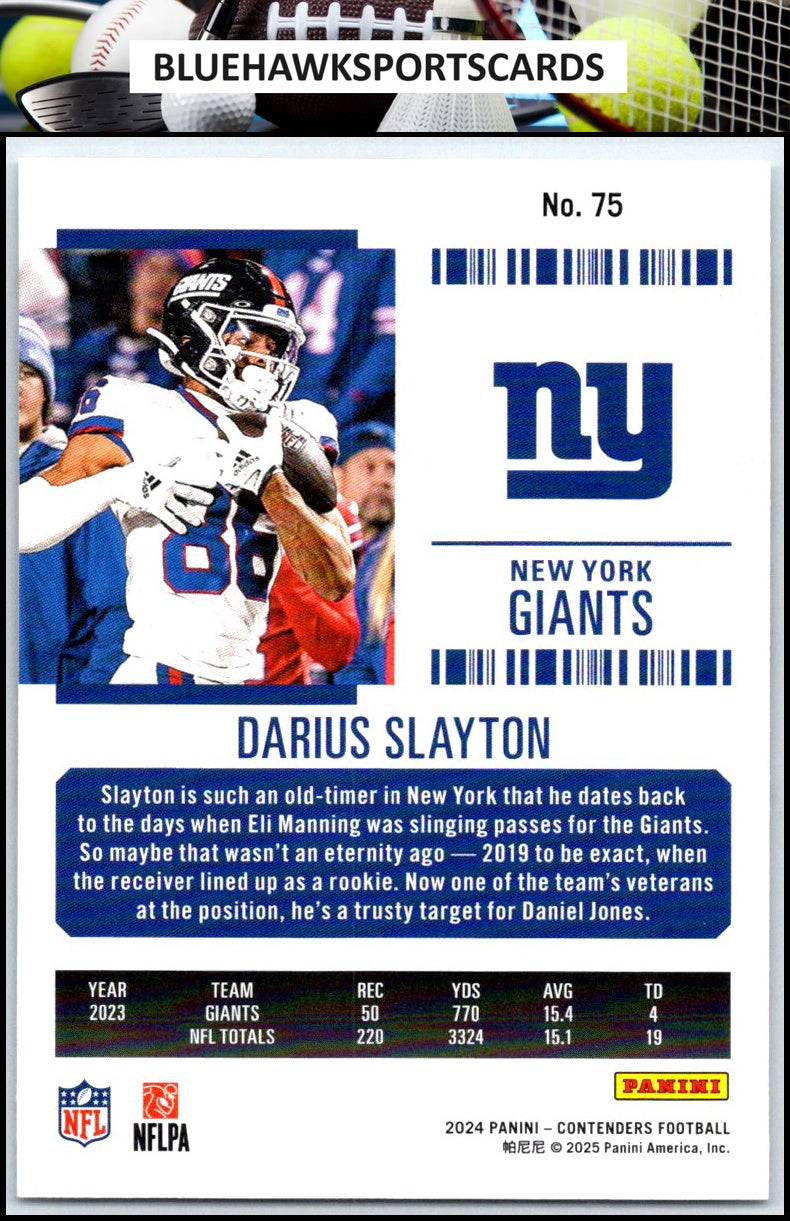 2024 Panini Contenders #75 Darius Slayton Season Ticket Retail