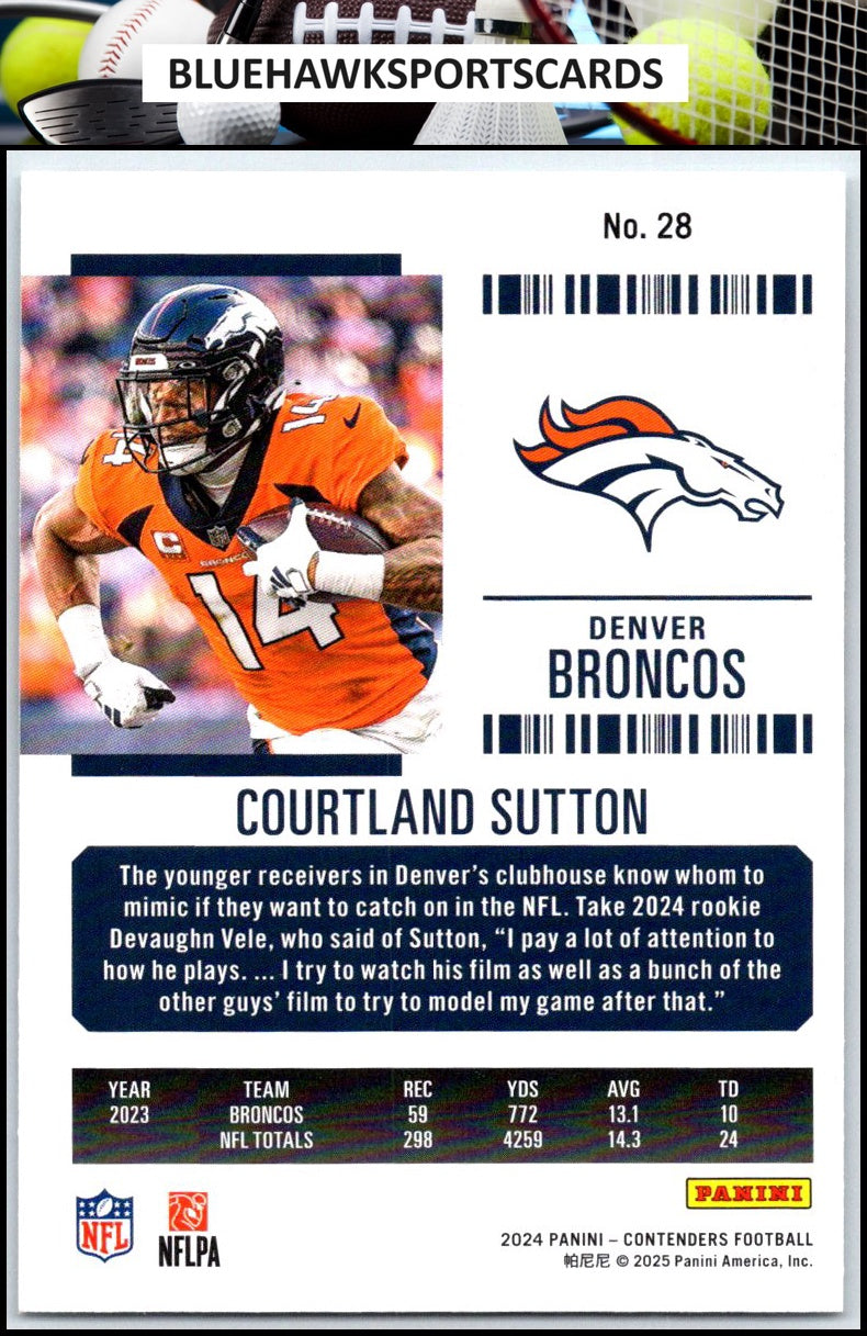 2024 Panini Contenders #28 Courtland Sutton Season Ticket Retail