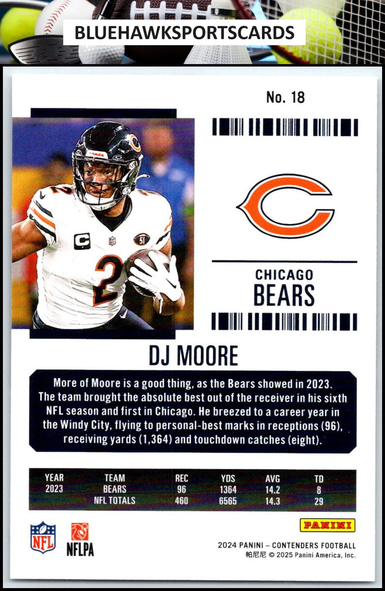 2024 Panini Contenders #18 DJ Moore Season Ticket Retail