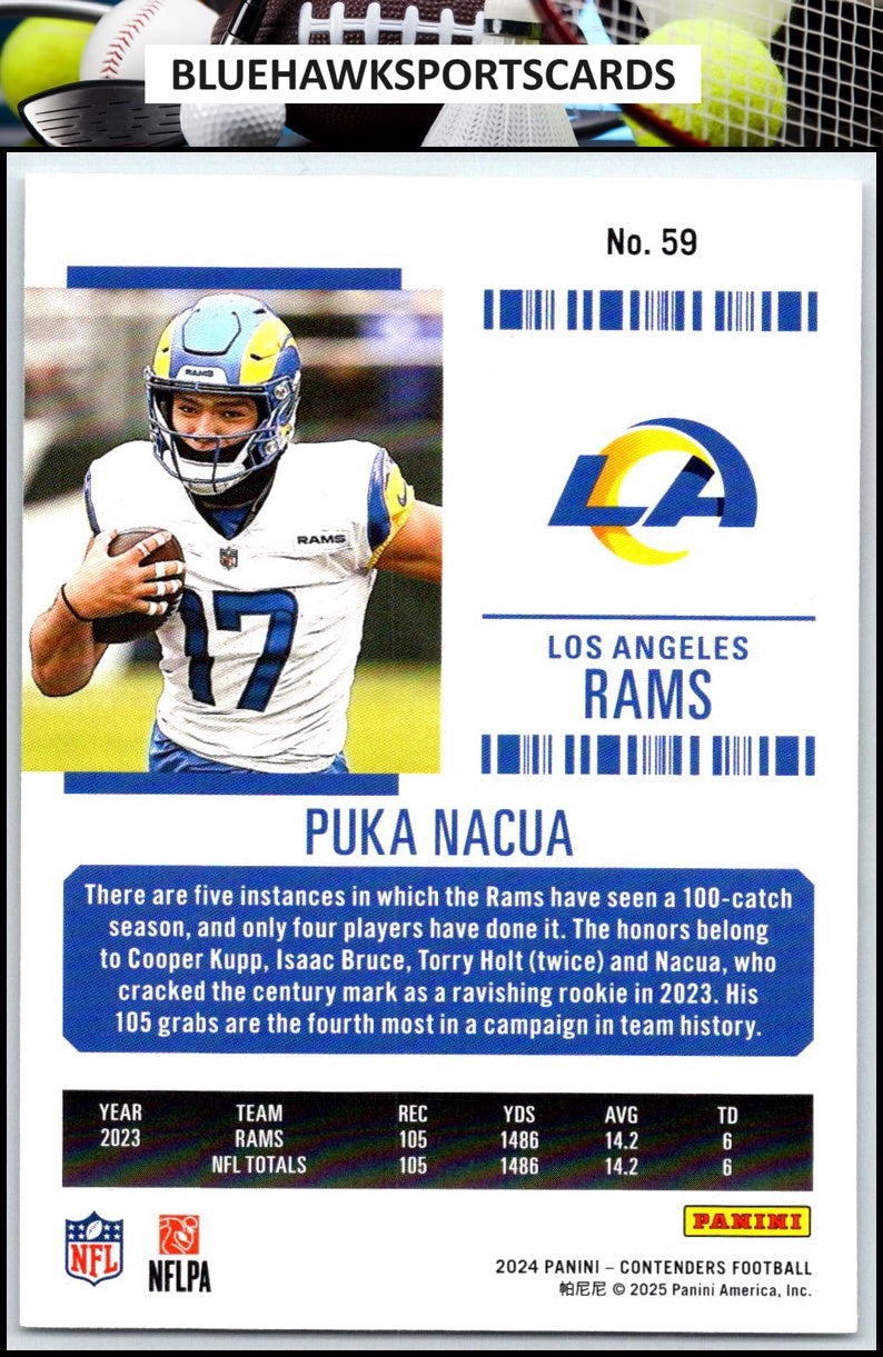 2024 Panini Contenders #59 Puka Nacua Season Ticket Retail