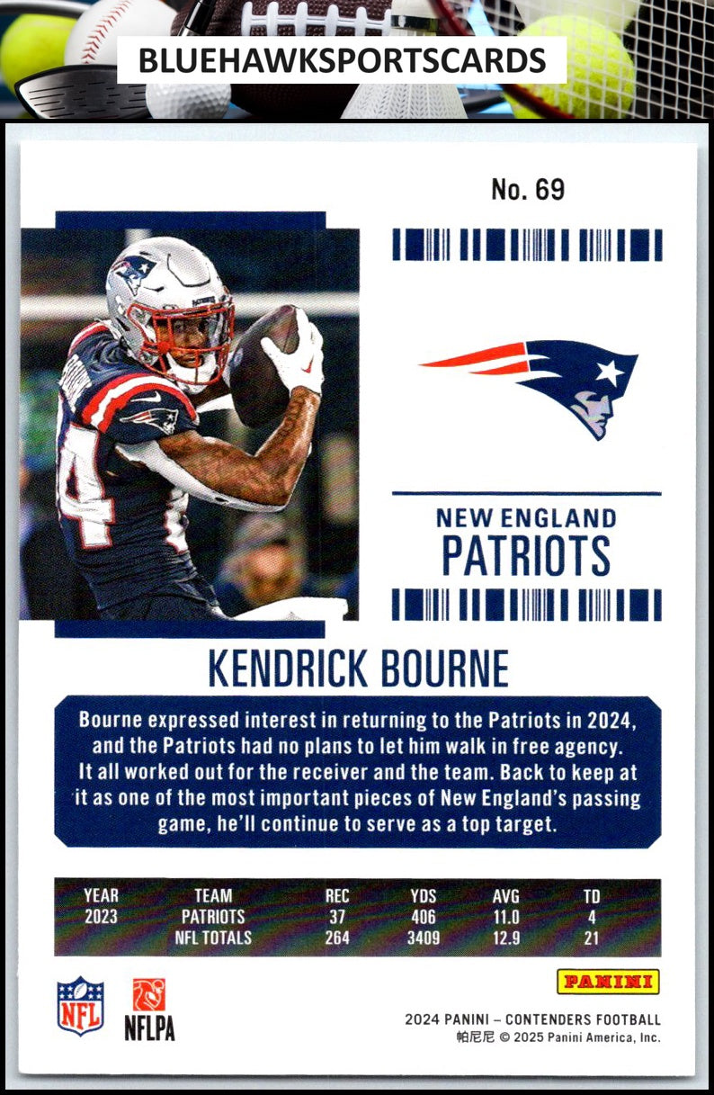 2024 Panini Contenders #69 Kendrick Bourne Season Ticket Retail