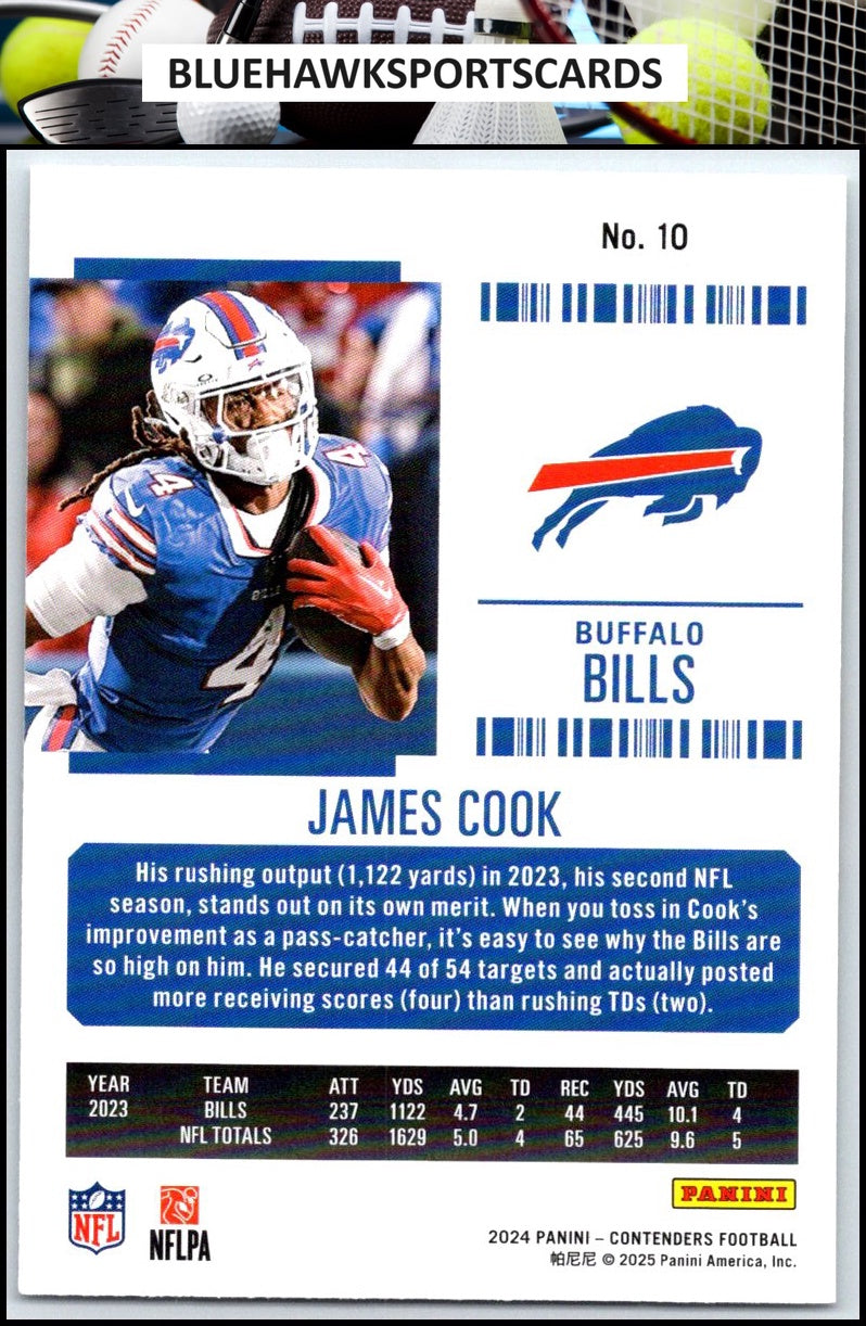 2024 Panini Contenders #10 James Cook Season Ticket Retail