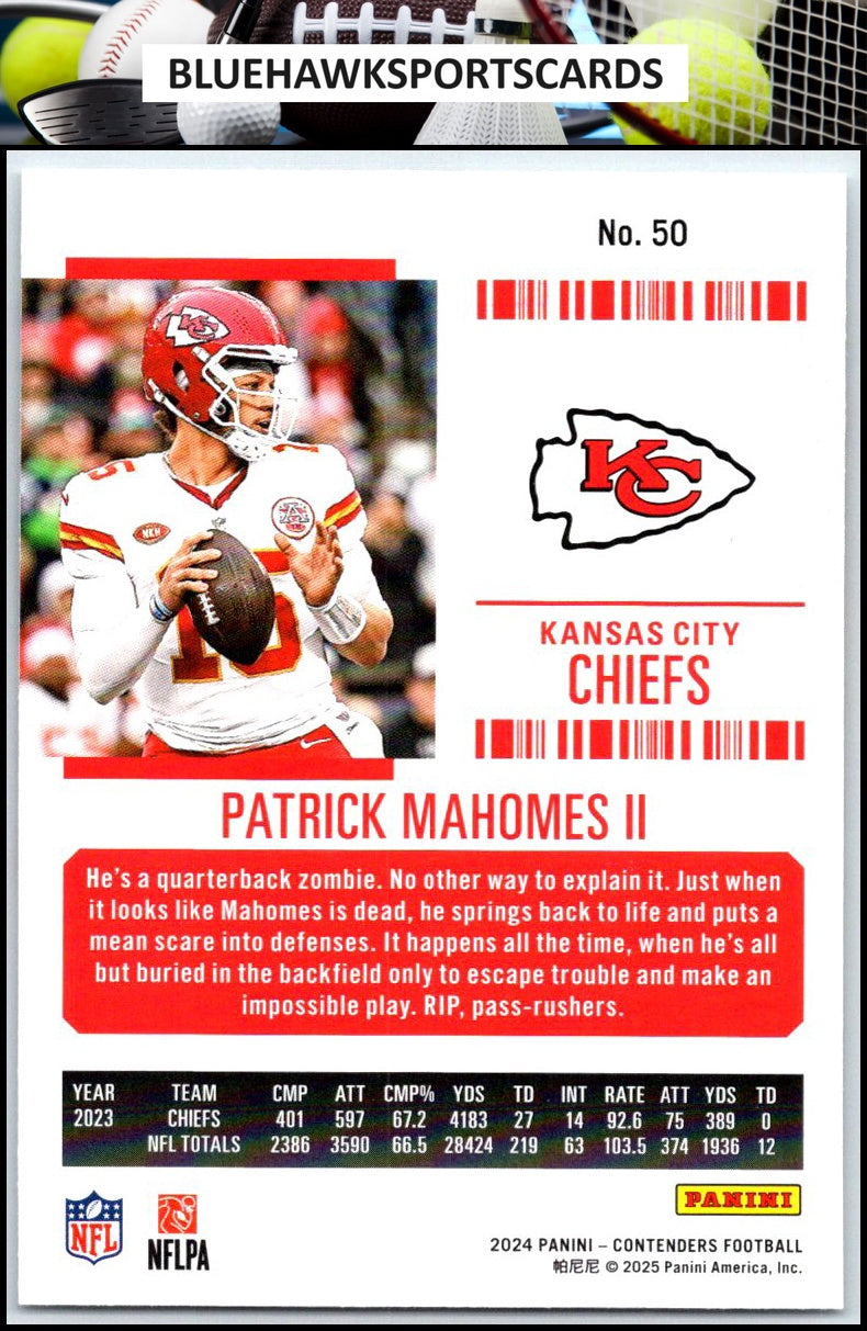 2024 Panini Contenders #50 Patrick Mahomes II Season Ticket Retail
