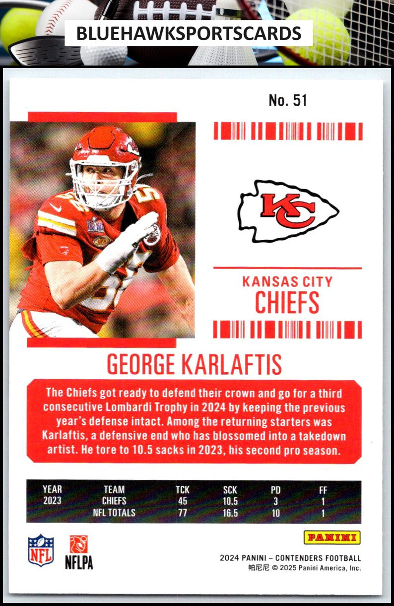 2024 Panini Contenders #51 George Karlaftis Season Ticket Retail