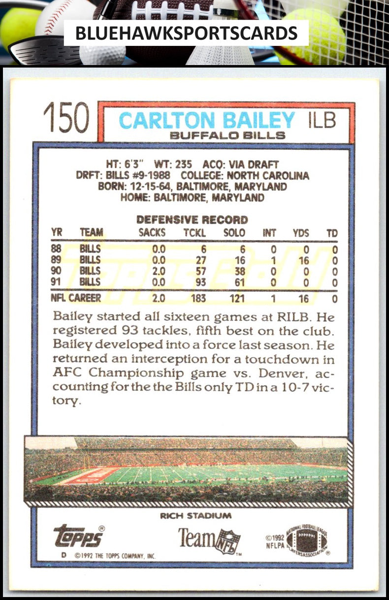 1992 Topps #150 Carlton Bailey Gold