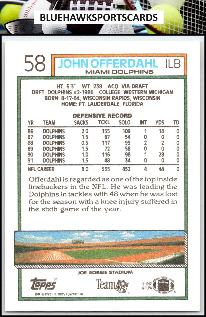 1992 Topps #58b John Offerdahl