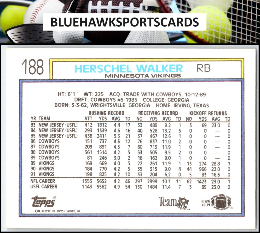 1992 Topps #188 Herschel Walker