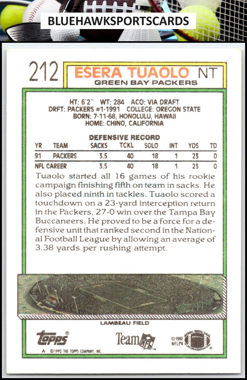 1992 Topps #212 Esera Tuaolo
