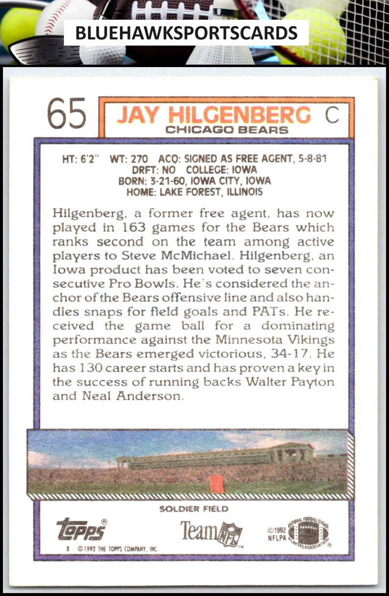 1992 Topps #65 Jay Hilgenberg