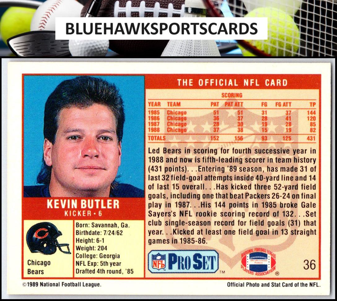 1989 Pro Set #36 Kevin Butler