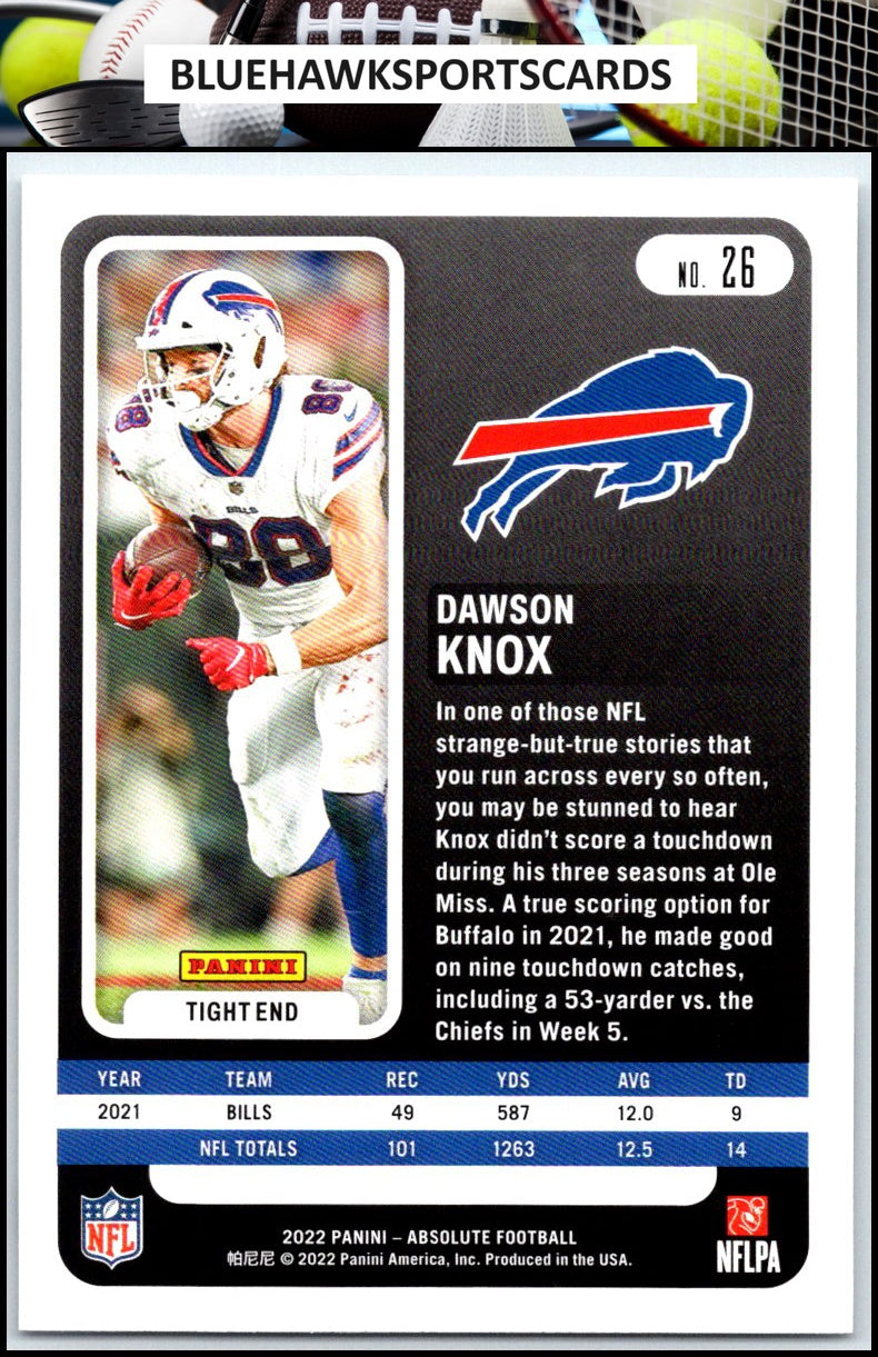 2022 Panini Absolute #26 Dawson Knox Retail