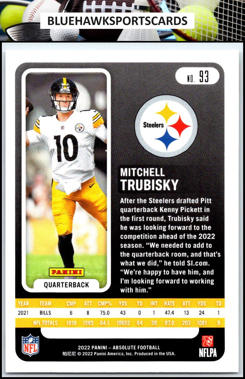 2022 Panini Absolute #93 Mitchell Trubisky Retail