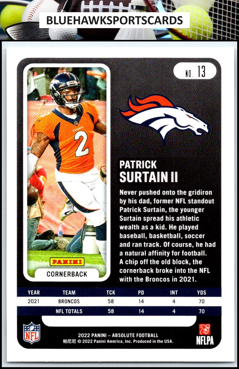 2022 Panini Absolute #13 Patrick Surtain II Retail