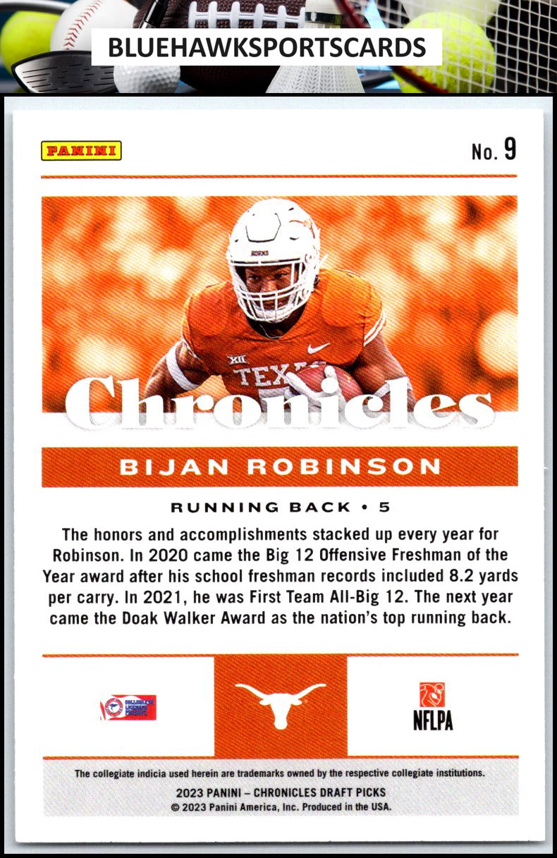 2023 Panini Chronicles Draft Picks #9 Bijan Robinson
