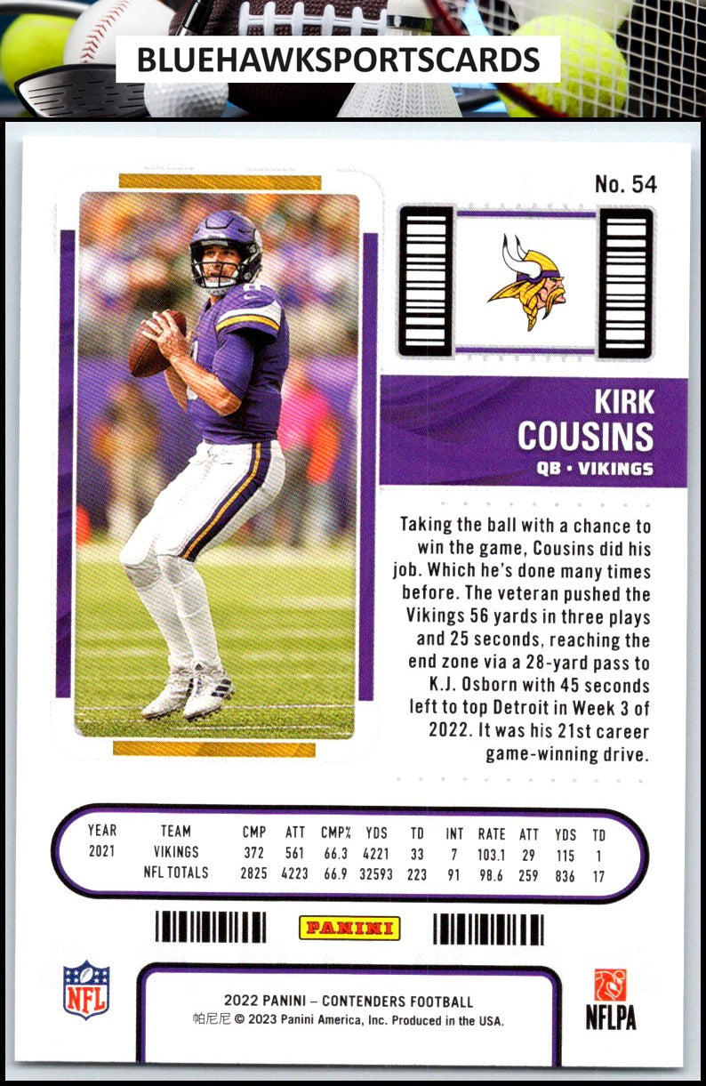 2022 Panini Contenders #54 Kirk Cousins