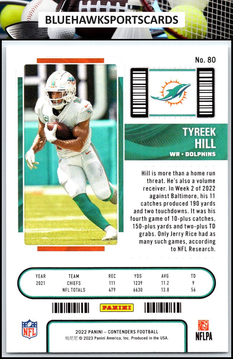 2022 Panini Contenders #80 Tyreek Hill