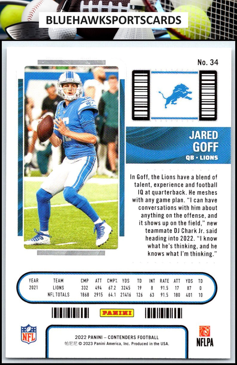2022 Panini Contenders #34 Jared Goff