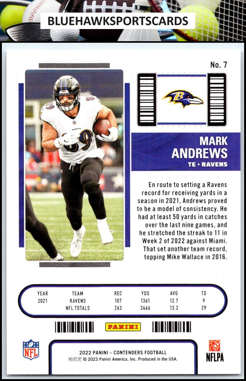 2022 Panini Contenders #7 Mark Andrews