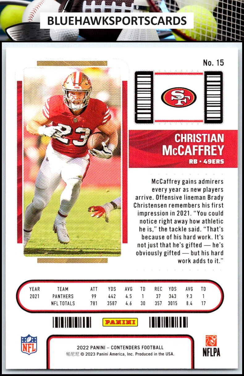 2022 Panini Contenders #15 Christian McCaffrey