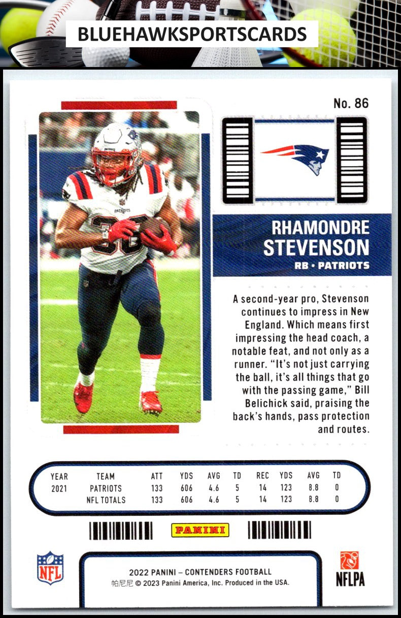 2022 Panini Contenders #86 Rhamondre Stevenson