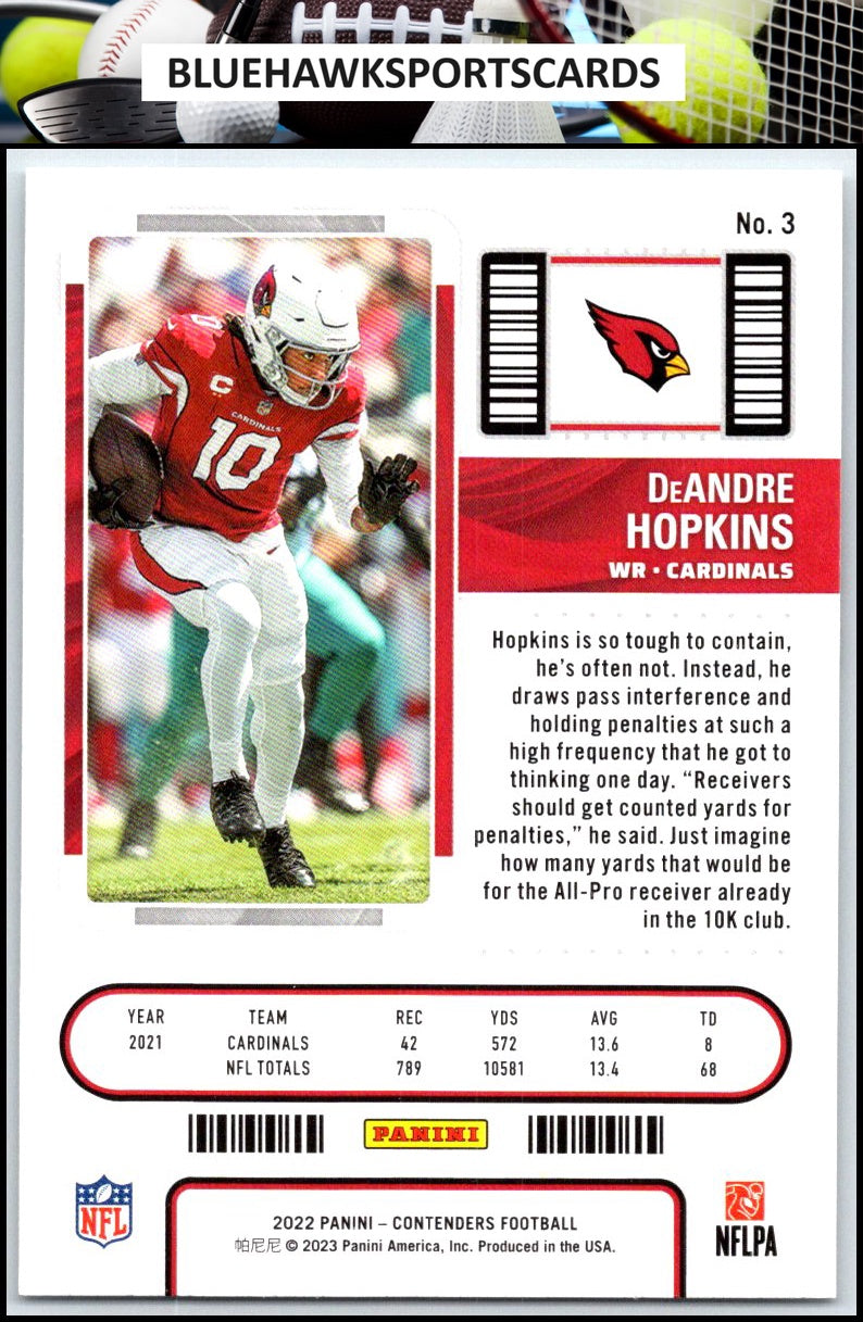 2022 Panini Contenders #3 DeAndre Hopkins