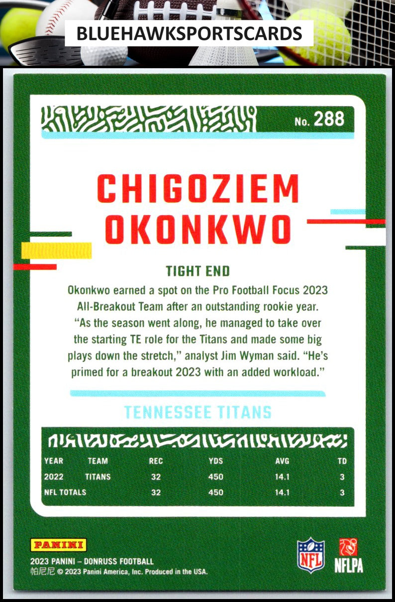 2023 Donruss #288 Chigoziem Okonkwo