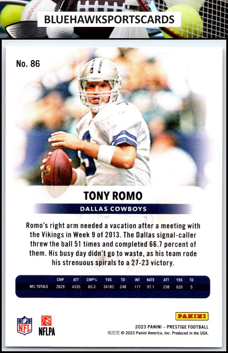2023 Panini Prestige #86 Tony Romo