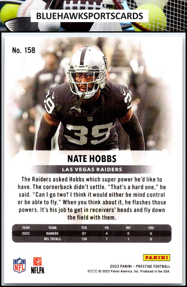 2023 Panini Prestige #158 Nate Hobbs