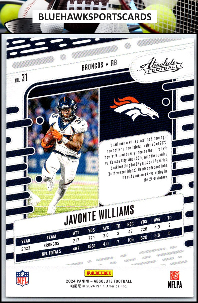 2024 Panini Absolute #31 Javonte Williams Retail