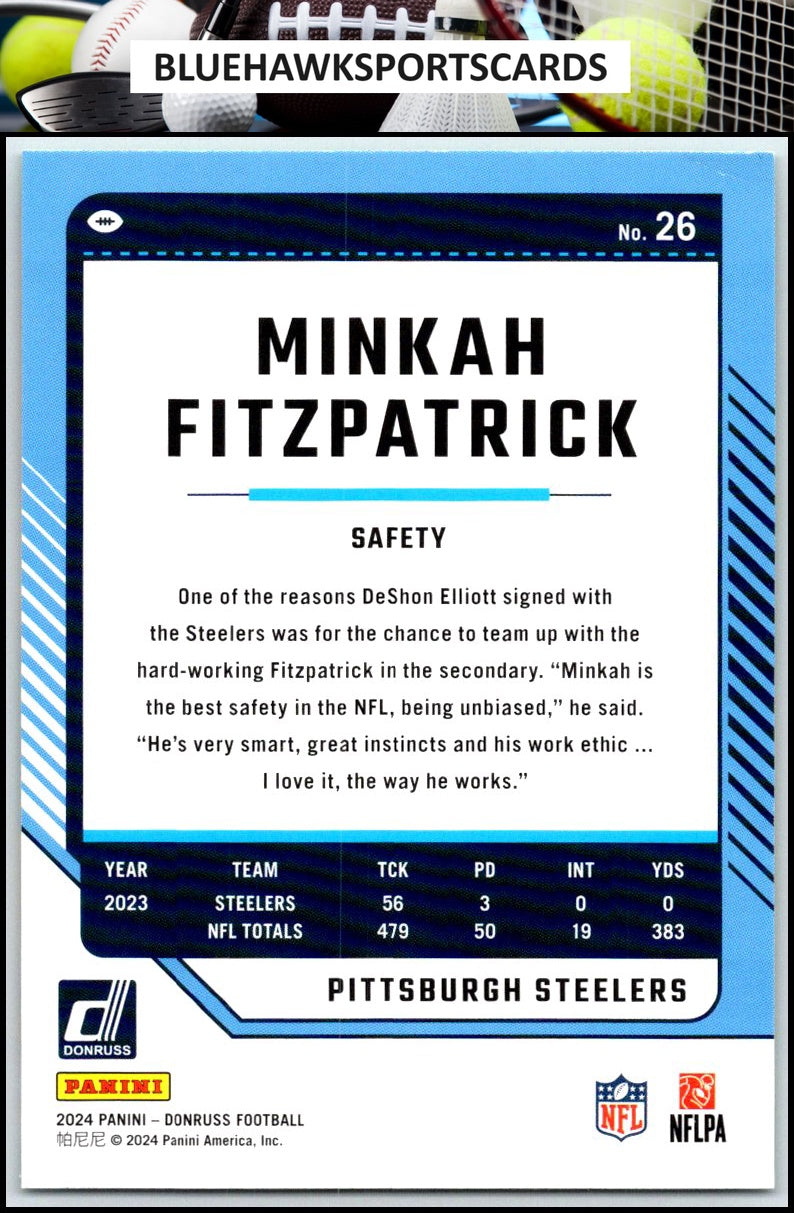 2024 Donruss #26 Minkah Fitzpatrick Press Proof Green